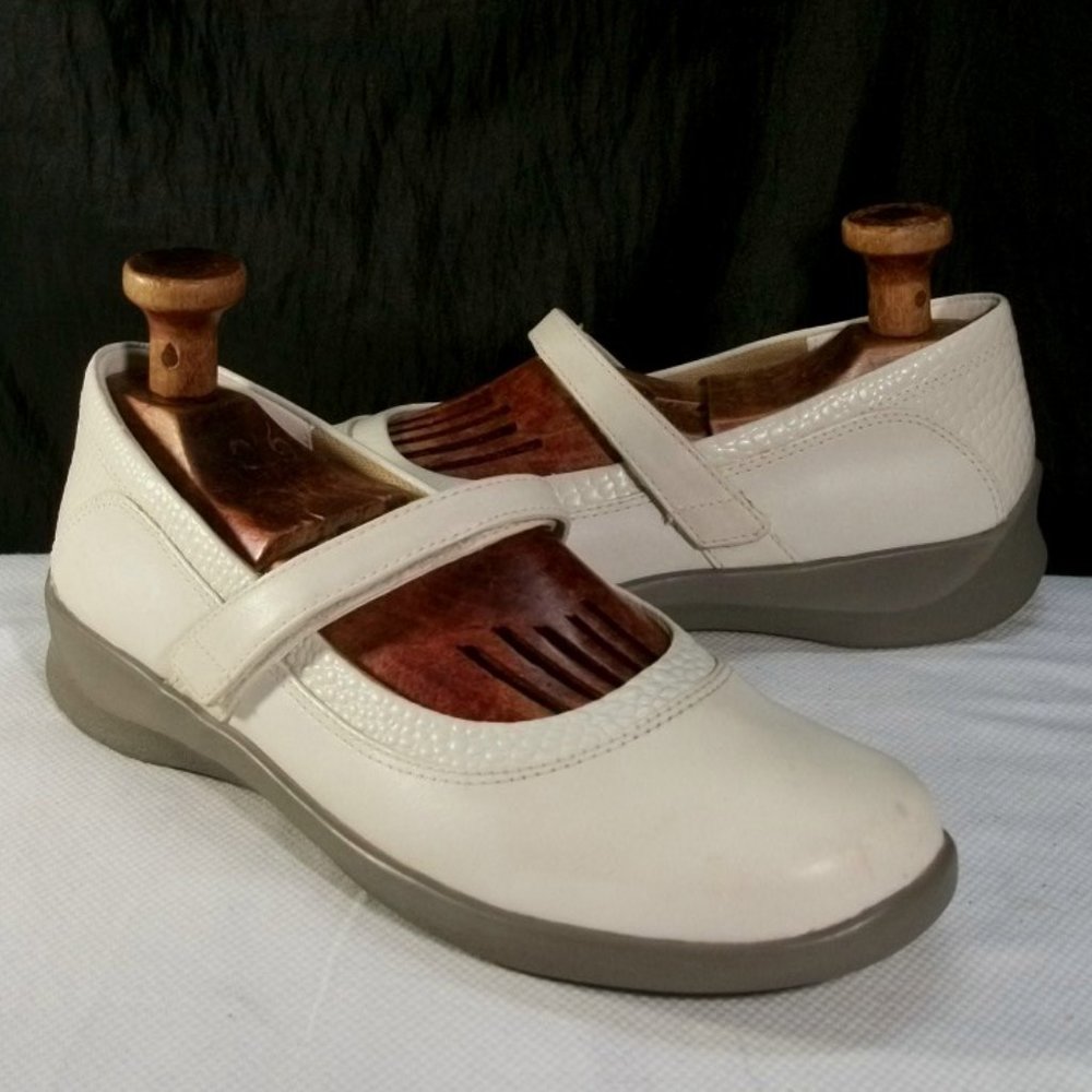 AETREX ESSENCE JULIE BONE PREMIUM LEATHER MARY JANE COMFORT WALKING SHOES 8.5B